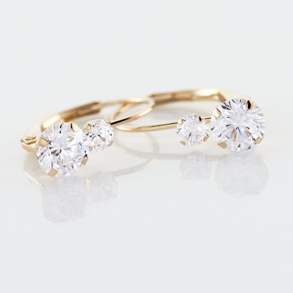 GULBEYAZ 1 Damen Ohrringe Lang Gold 375 (9 Karat) Zirkonia Wei&szlig;