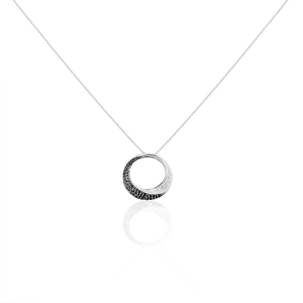 Damen Collier Weißgold 375 Diamant Schwarz Kreis Nanna - Halsketten Damen | OROVIVO