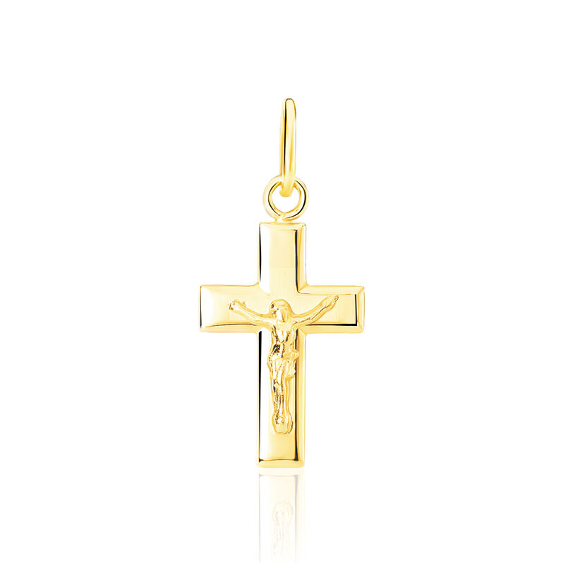 Pendentif Or Jaune Croix Lisse Et Matte - Spannringe Familie | OROVIVO