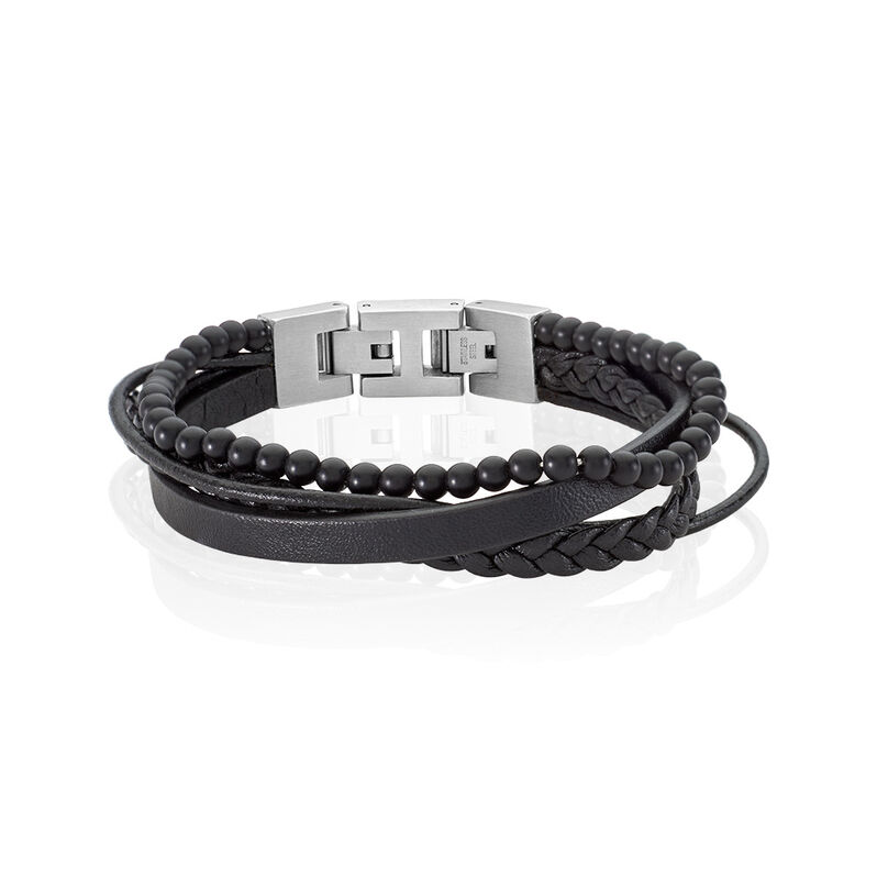 ROLF Herren Armband Edelstahl Achat Schwarz - Armbänder Herren | OROVIVO