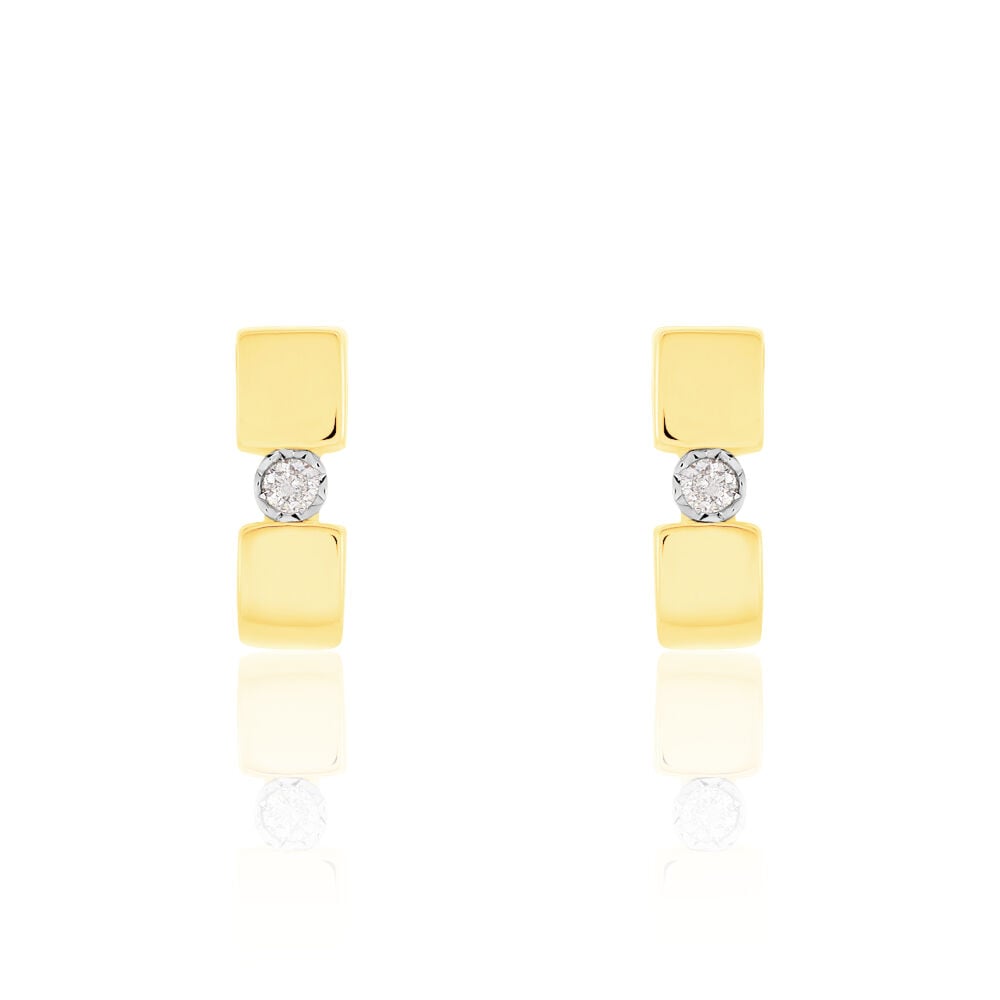 🦚 Damen Ohrstecker Gold 375 Diamant 0,04ct Barren Granada , Ohrstecker mit Stein