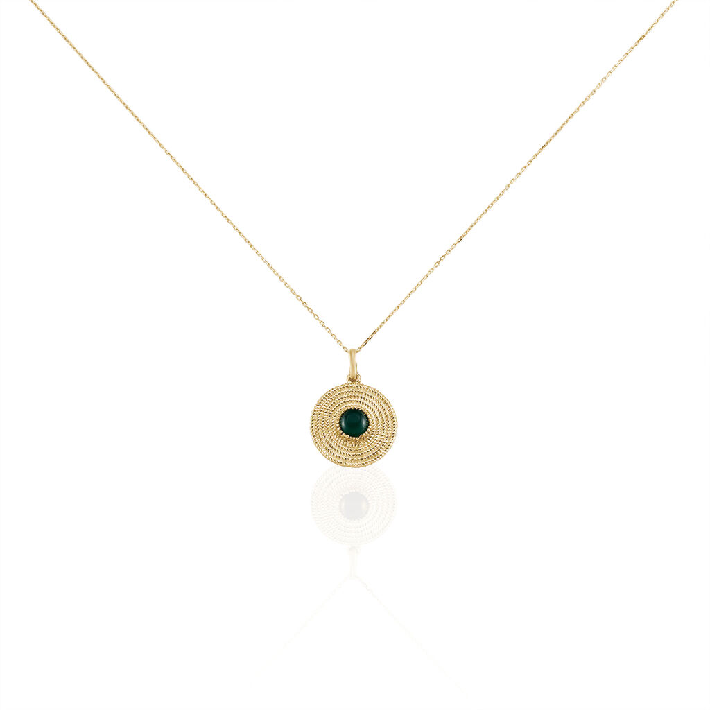 Collier Plaque Or Ilia Ronde Pierre Verte - Spannringe Damen | OROVIVO