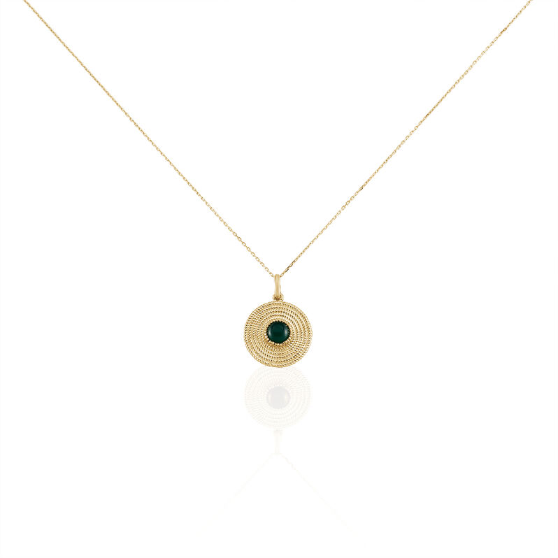 Collier Plaque Or Ilia Ronde Pierre Verte - Spannringe Damen | OROVIVO