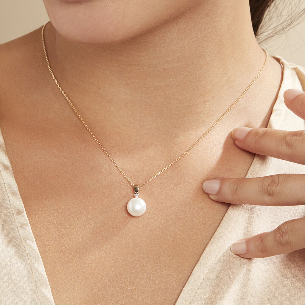 Damen Anhänger Gold Bicolor 585 Zuchtperle Perlmutt Ball Gaha  - Schmuckanhänger Damen | OROVIVO