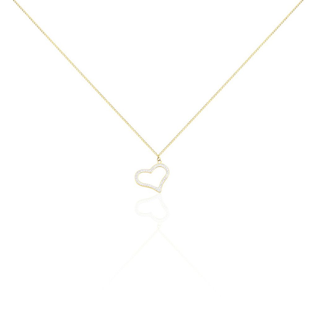 Collier Or Jaune Cœur Et Strass 45cm - Spannringe Damen | OROVIVO