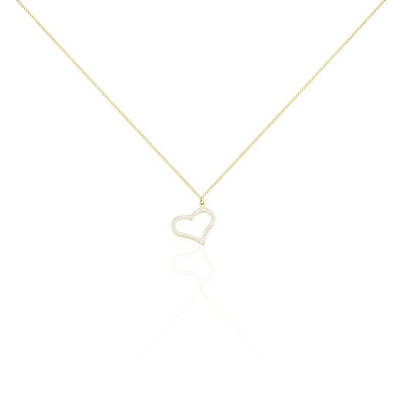 Collier Or Jaune Cœur Et Strass 45cm - Spannringe Damen | OROVIVO