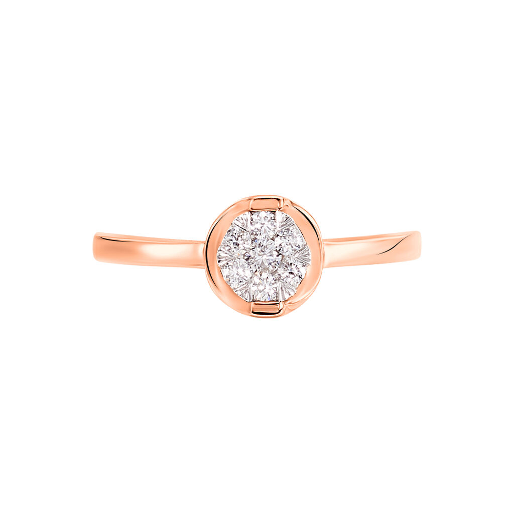 SHINE Damen Ring Rosegold 750 (18 Karat) Diamant Wei&szlig; 0,17 ct Kreis