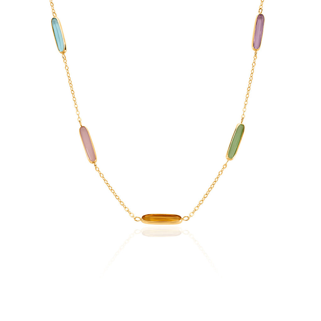 CAROLY Damen Collier Gold 375 (9 Karat) Aventurin Gr&uuml;n 0,35 ct