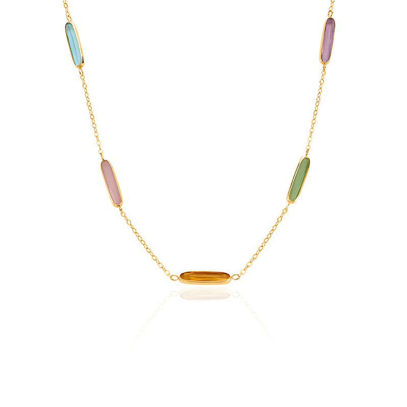 CAROLY Damen Collier Gold 375 (9 Karat) Aventurin Gr&uuml;n 0,35 ct - Halsketten Damen | OROVIVO