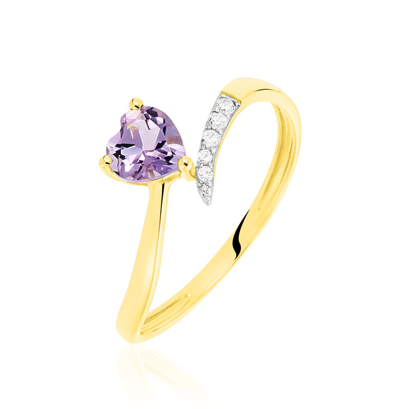 Bague Eva Or Jaune Amethyste Et Oxyde De Zirconium - Spannringe Damen | OROVIVO