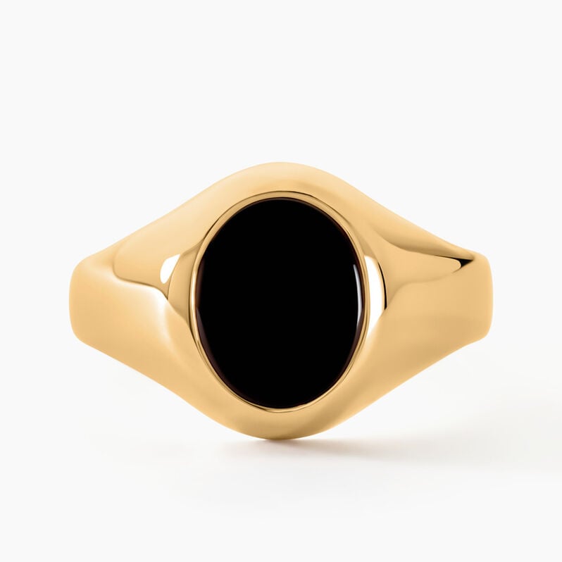 Chevaliere Or Jaune Ovale Onyx - Spannringe Herren | OROVIVO