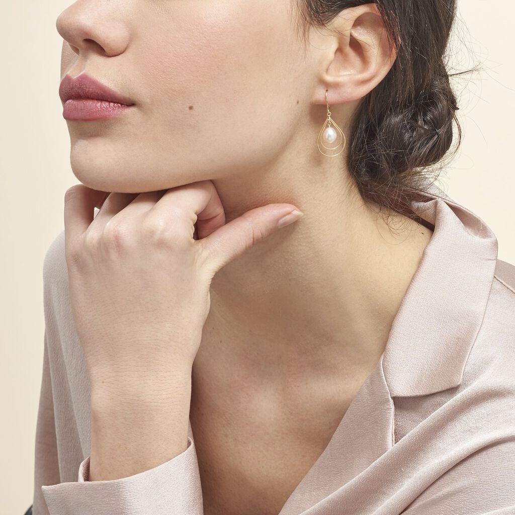 Boucles D'oreilles Pendantes Martyna Or Jaune Perle De Culture - Spannringe Damen | OROVIVO