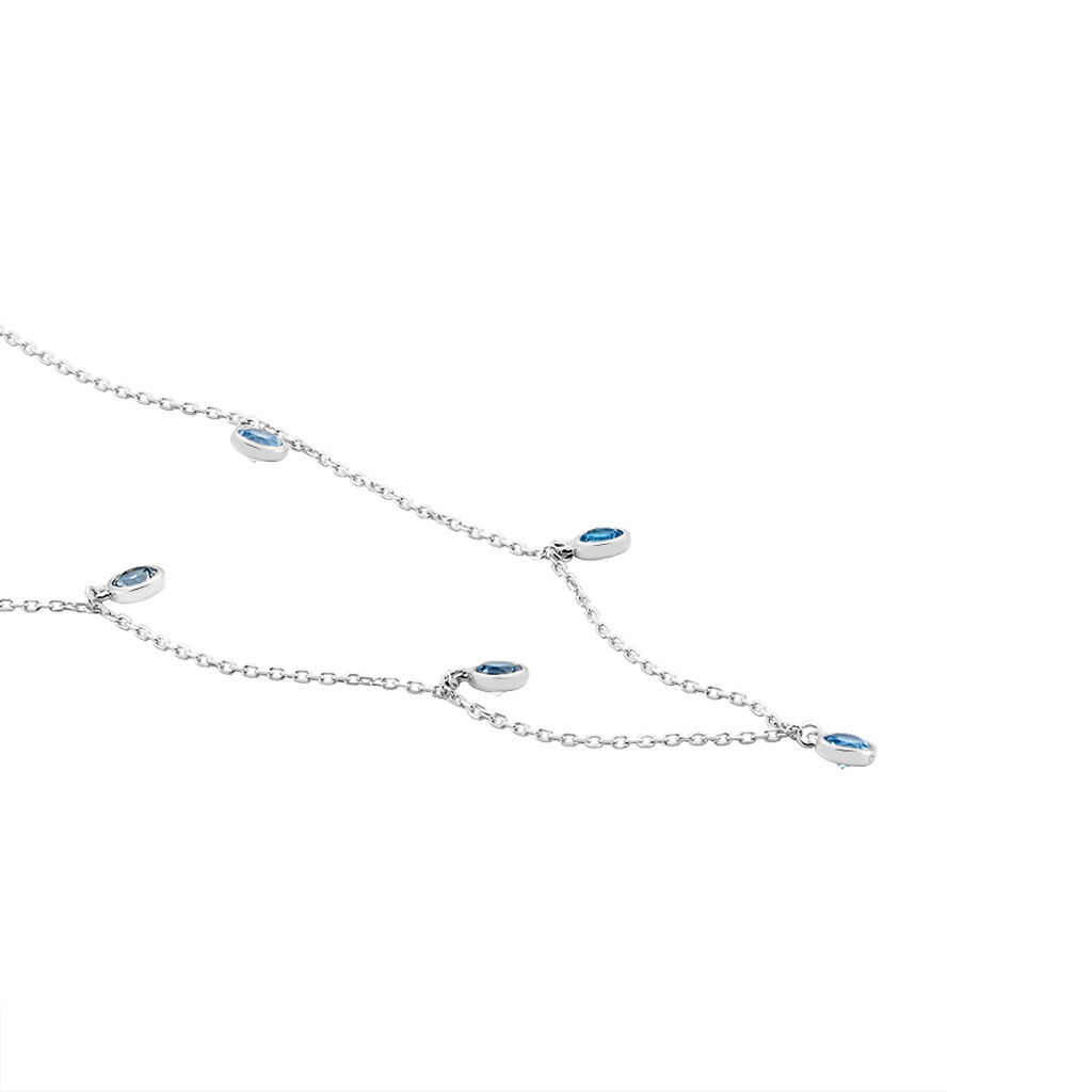 Damen Collier Weißgold 375 Topas Swiss Blue 0,71ct Ebi - Halsketten Damen | OROVIVO