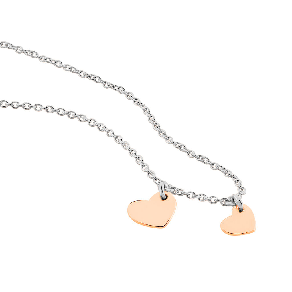 CARO 2 Damen Collier Silber Bicolor 925 Doppelherz