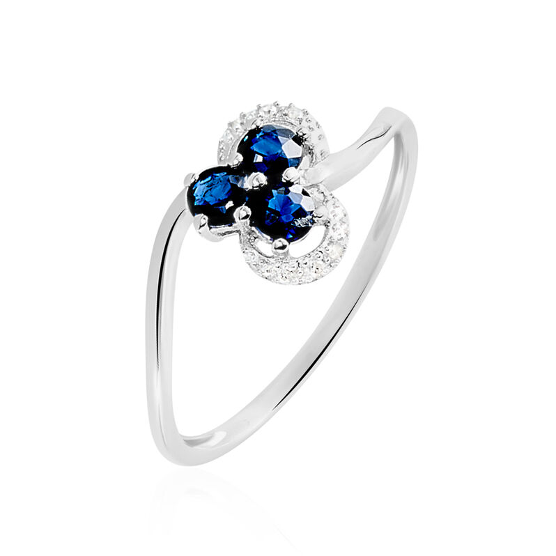 Bague Or Blanc Diamant Et Saphir - Spannringe Damen | OROVIVO