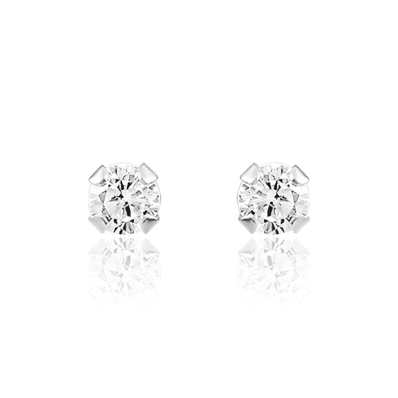 Boucles D'oreilles Puces Reinette Or Blanc Oxyde De Zirconium - Spannringe Damen | OROVIVO