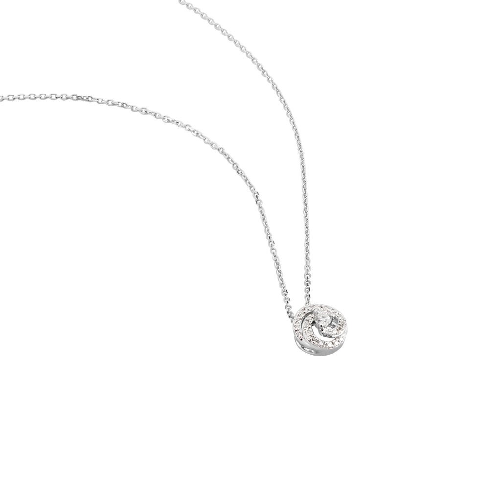 Damen Collier Weißgold 375 Diamant 0,14ct Kreis Tessa 4 - Halsketten Damen | OROVIVO