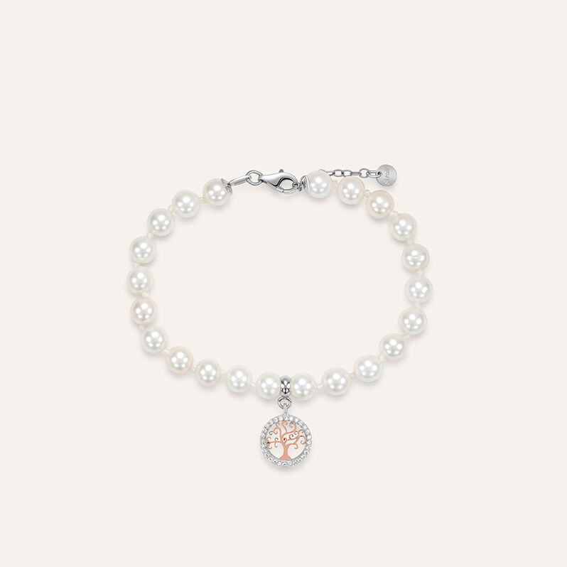Bracciale Silver Pearls Argento Rodiato Perla sintentica Cubic Zirconia - Spannringe Damen | OROVIVO