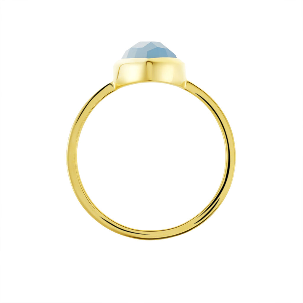 Damen Ring Silber vergoldet 925 Chalzedon Blau Sinaya 21cm - Solitärringe Damen | OROVIVO