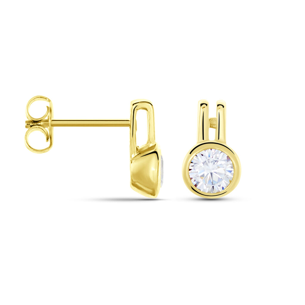 BUKKA Damen Ohrstecker Vergoldet Zirkonia Wei&szlig; 1,89 ct