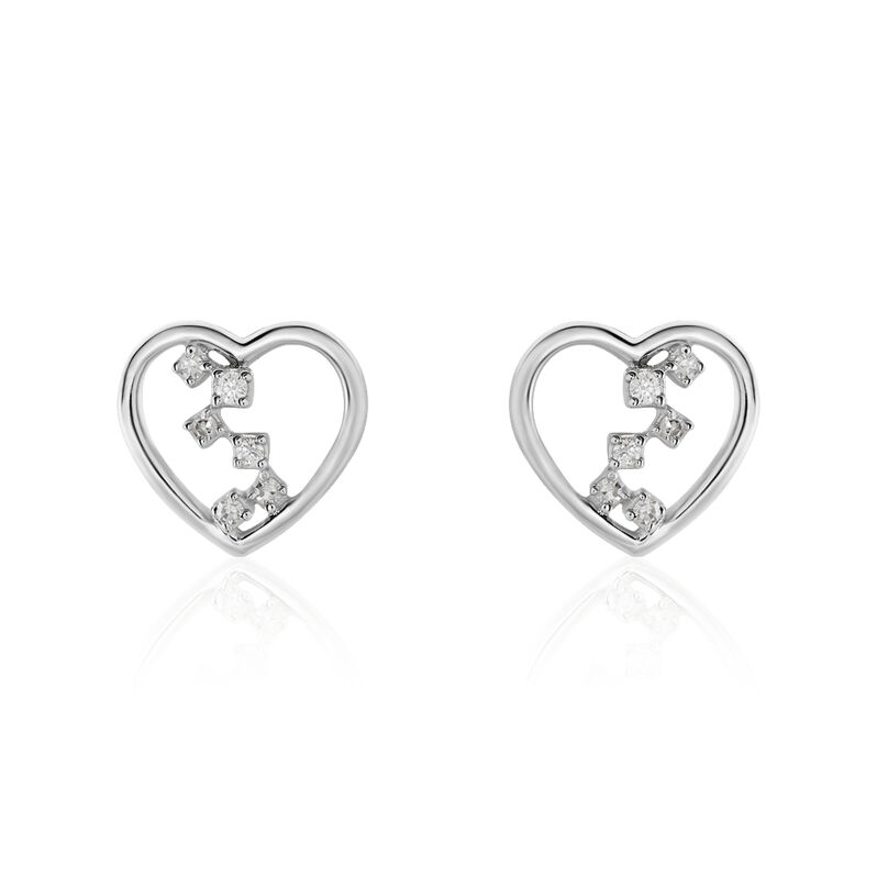 Boucles D'oreilles Or Weiss Modana Puces Coeur Diamant - Spannringe Damen | OROVIVO