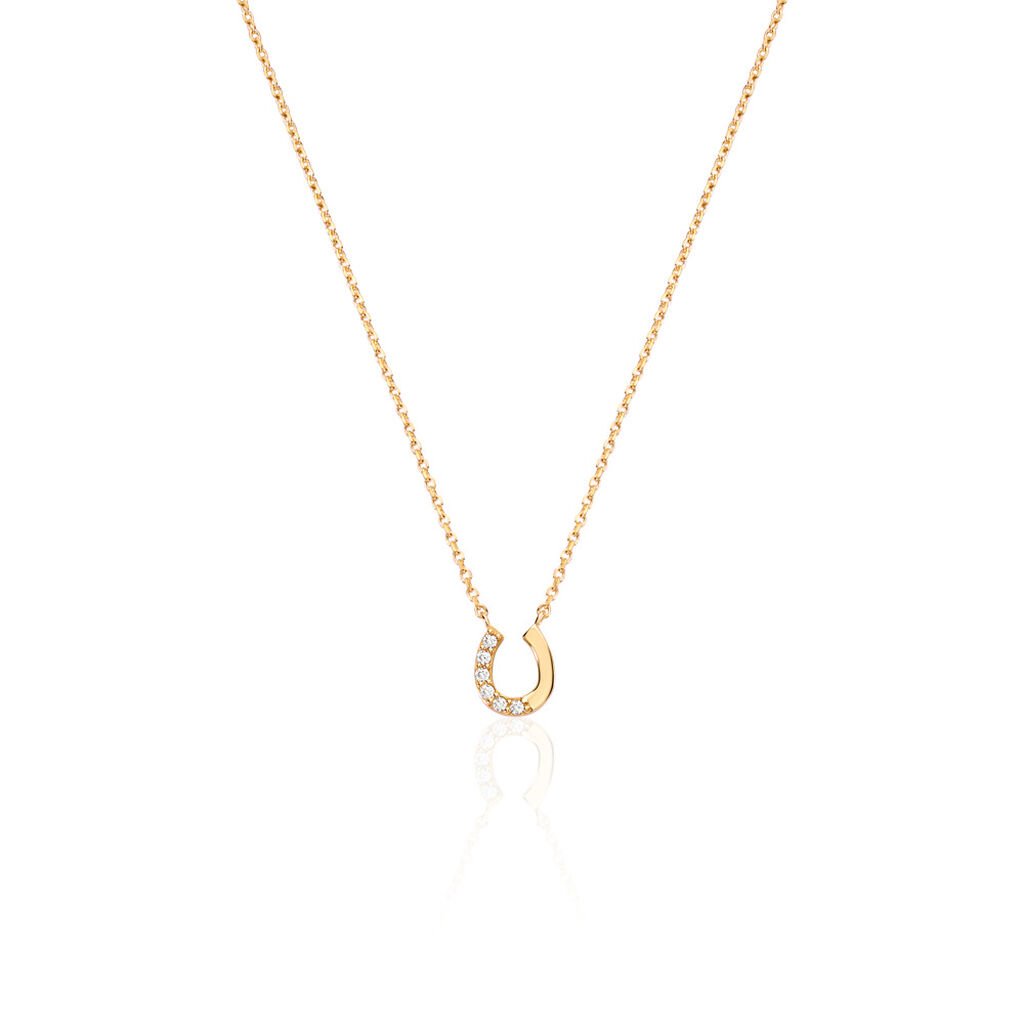 KHLOE Damen Collier Vergoldet Zirkonia Weiß Talisman Hufeisen - Halsketten Damen | OROVIVO
