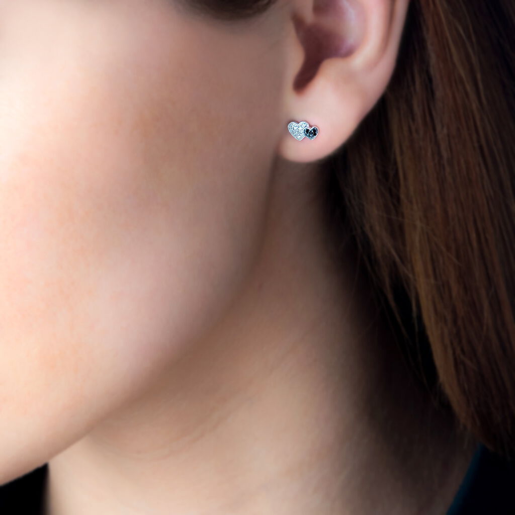 Boucles D'oreilles Puces Yelena Or Blanc Diamant - Spannringe Damen | OROVIVO