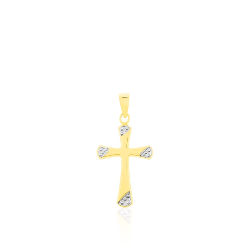 INGRID KREUZ 3 Unisex Anh&auml;nger Gold Bicolor 585 (14 Karat) Religi&ouml;ses Kreuz - Schmuckanh&auml;nger Unisex | OROVIVO