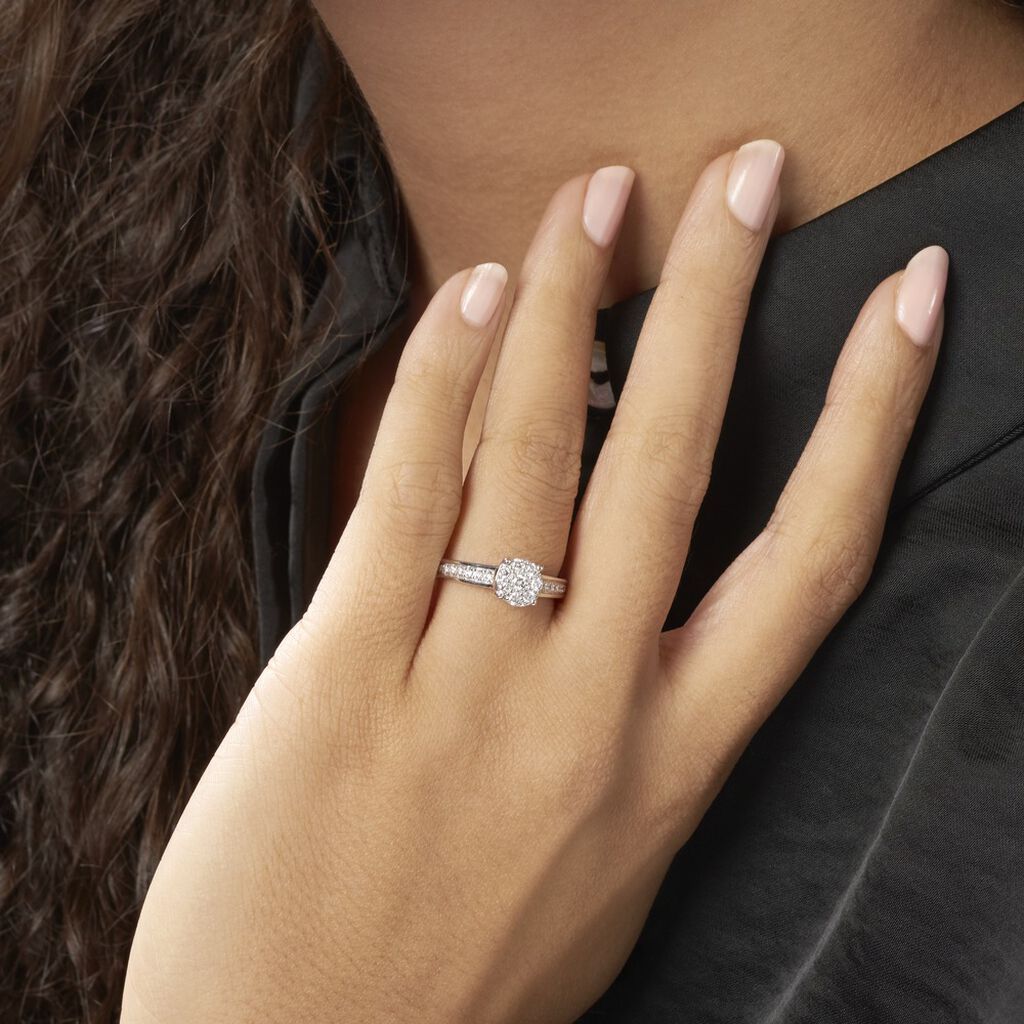 Bague Or Blanc Celia Multipierre Diamant - Spannringe Damen | OROVIVO