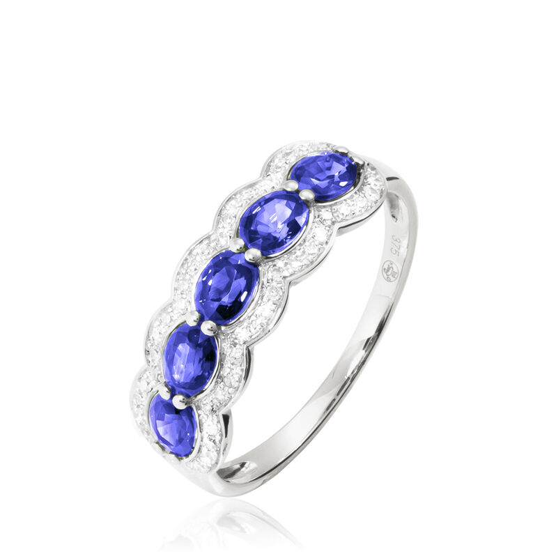 Bague Margaux Or Blanc Tanzanite Et Diamant - Spannringe Damen | OROVIVO