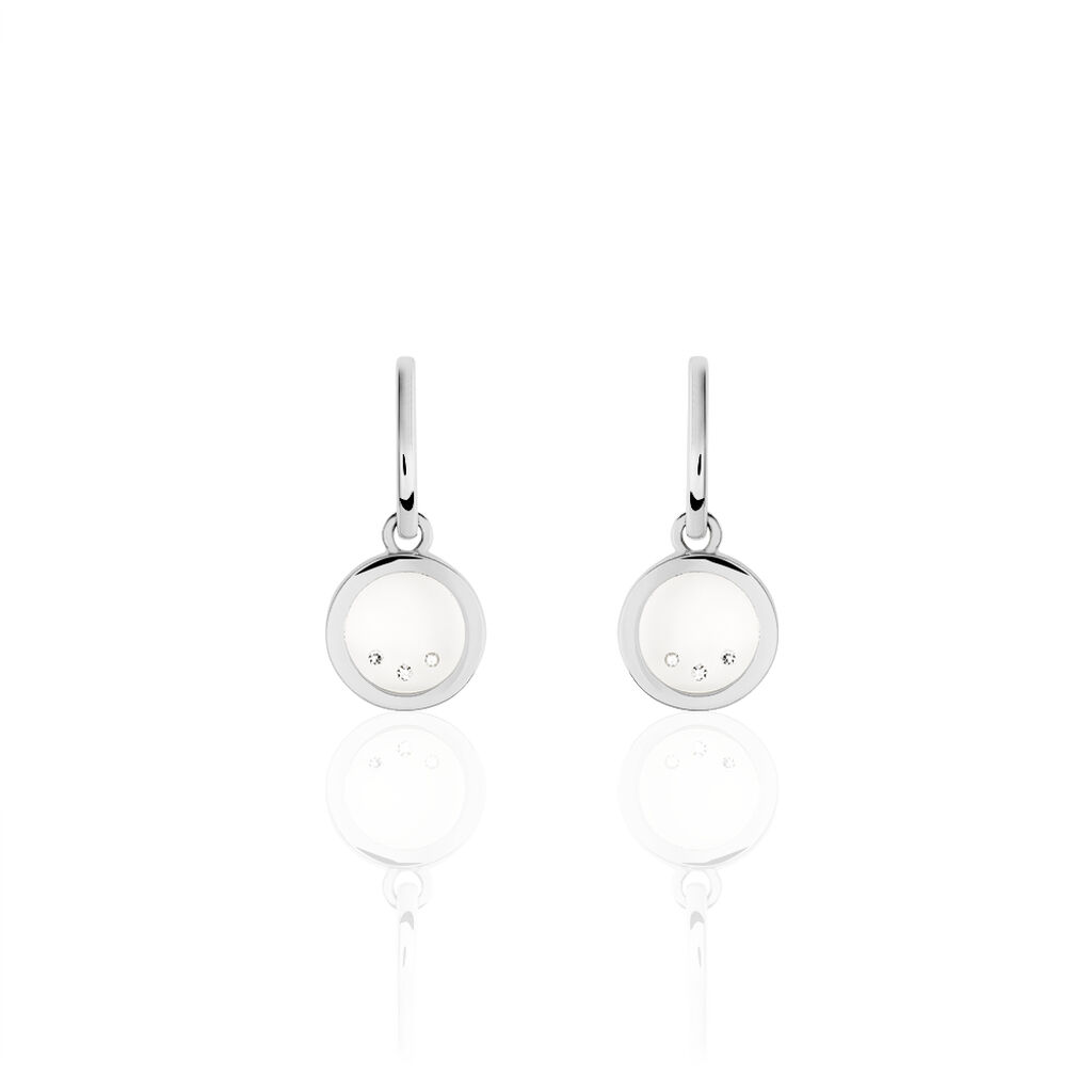 GOLANA Damen Ohrstecker Silber 925 Diamant Weiß 0,02 ct Kreis, Ohrstecker mit Stein