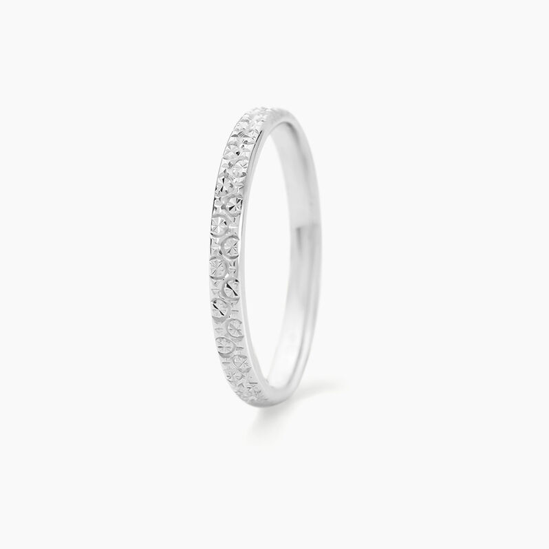 Alliance Fantaisie Diamantee Ruban Plat Or Blanc - Spannringe Unisex | OROVIVO