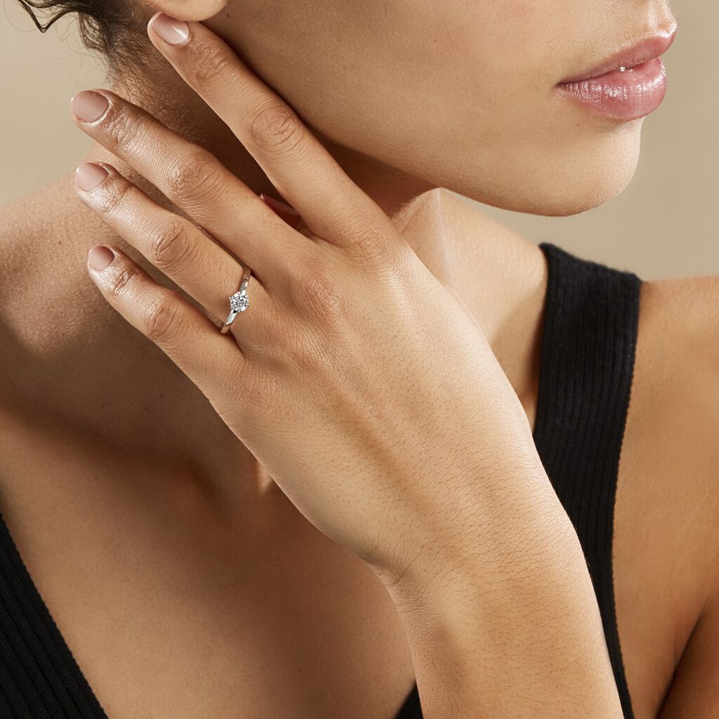Solitaire Or Weiss Natalia Diamant Synthetique - Spannringe Damen | OROVIVO