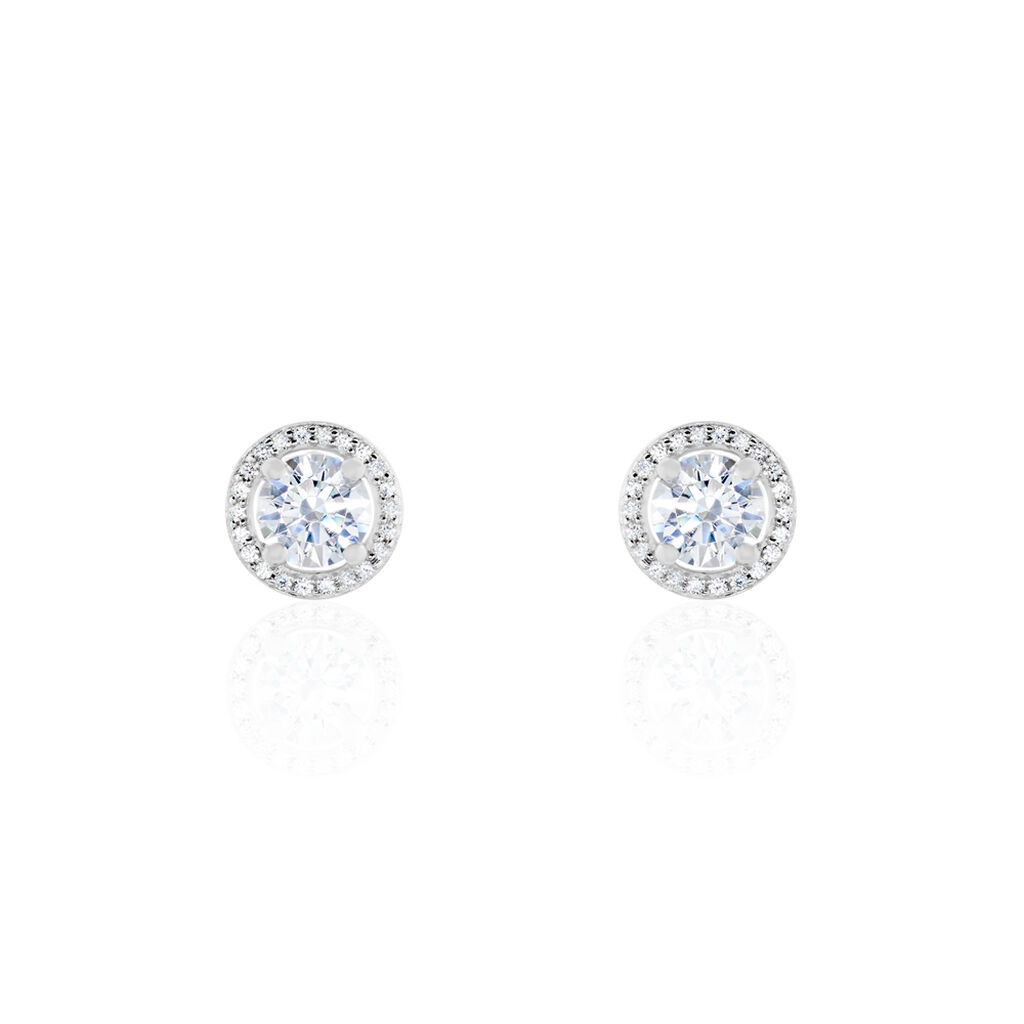 Boucles D'oreilles Puces Stelila Or Blanc Oxyde De Zirconium - Spannringe Damen | OROVIVO
