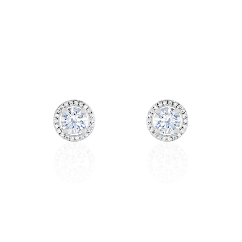 Boucles D'oreilles Puces Stelila Or Blanc Oxyde De Zirconium - Spannringe Damen | OROVIVO