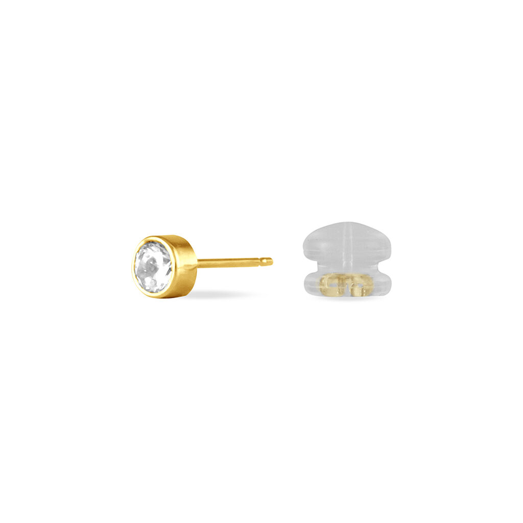 ELDA FASSUNG ZARGE Damen Ohrstecker Gold 375 (9 Karat) Zirkonia Wei&szlig; 0,17 ct