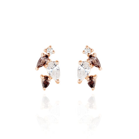 INA Damen Ohrstecker Silber rosevergoldet 925 Zirkonia Multicolour - Ohrstecker  | OROVIVO