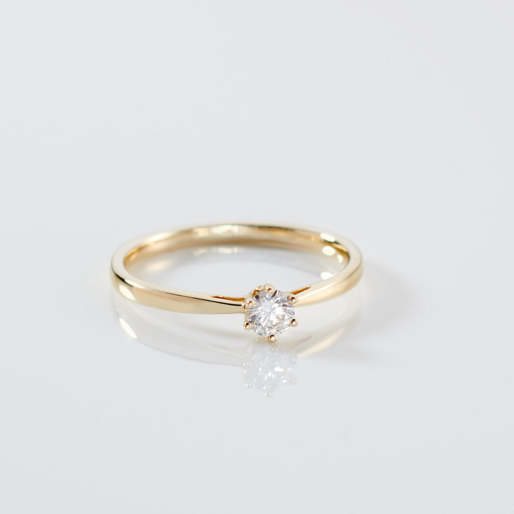Sonate Damen Ring Gold 585 (14 Karat) Synthetischer Diamant Wei&szlig; 0,21 ct