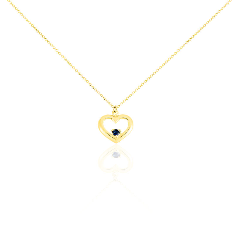 Collier Or Jaune Martella Cœur Et Saphir 42cm - Spannringe Damen | OROVIVO