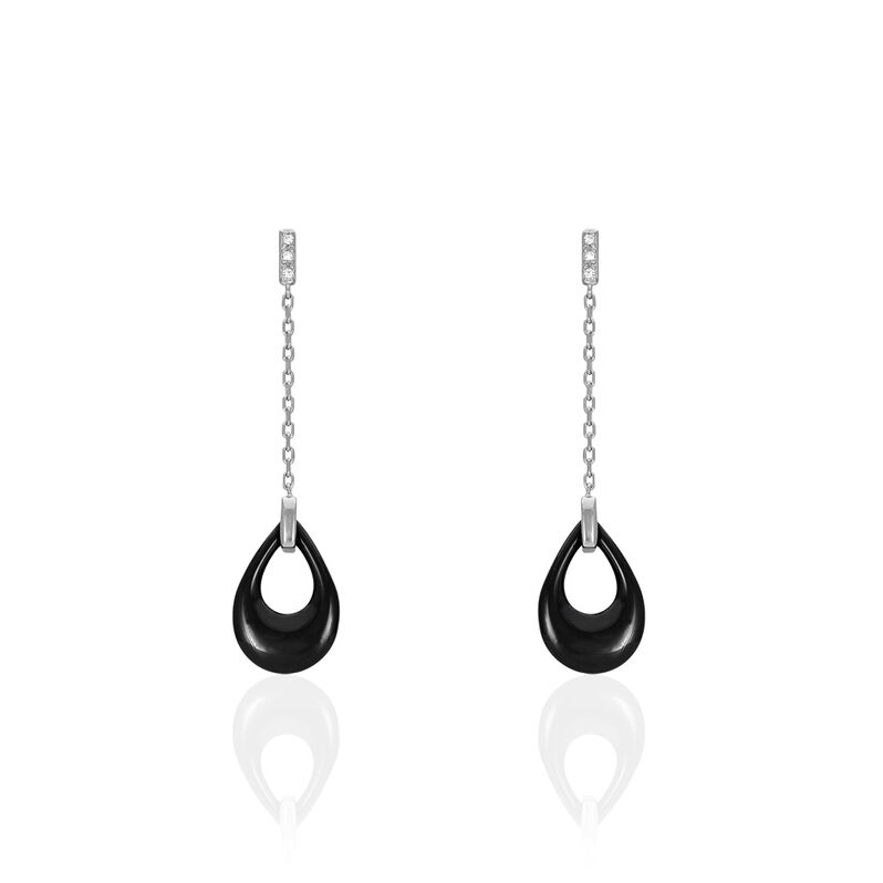 Boucles D'oreilles Pendantes Nahima Argent Céramique Et Oxyde - Spannringe Damen | OROVIVO