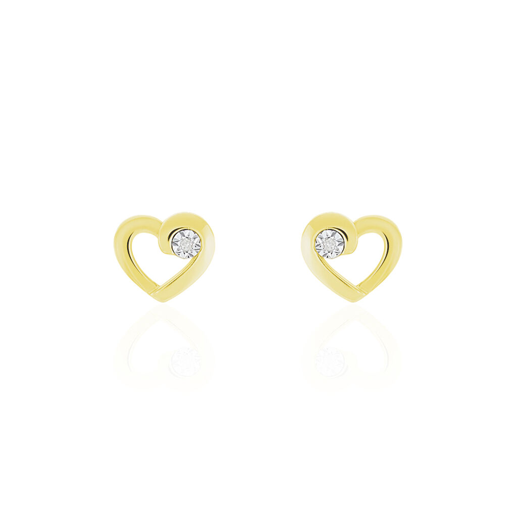 Damen Ohrstecker Silber vergoldet 925 Diamant 0,01ct Herz Celine 2  - Ohrstecker Damen | OROVIVO