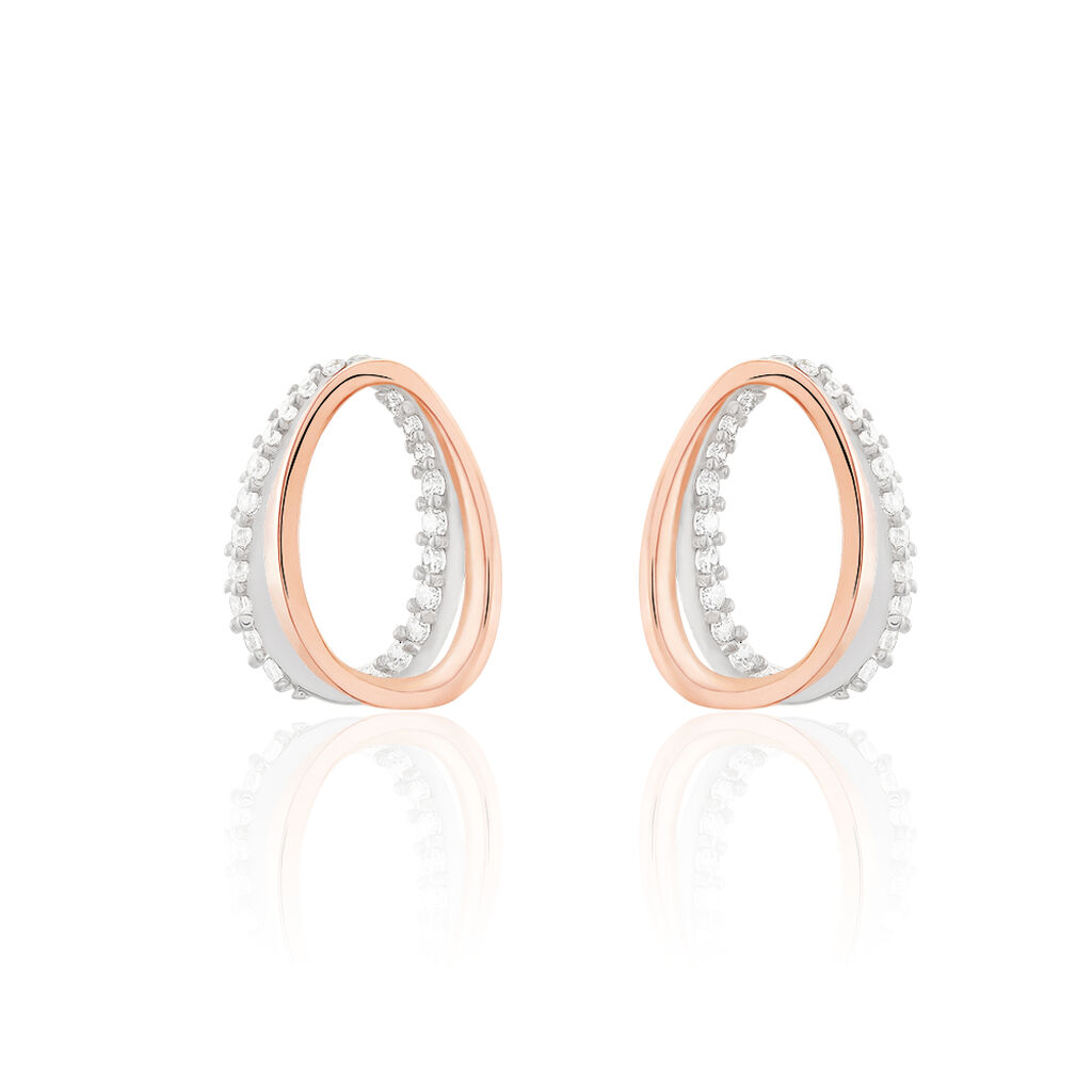 🦚 Damen Ohrstecker Silber 925 Bicolor, Ohrstecker mit Stein