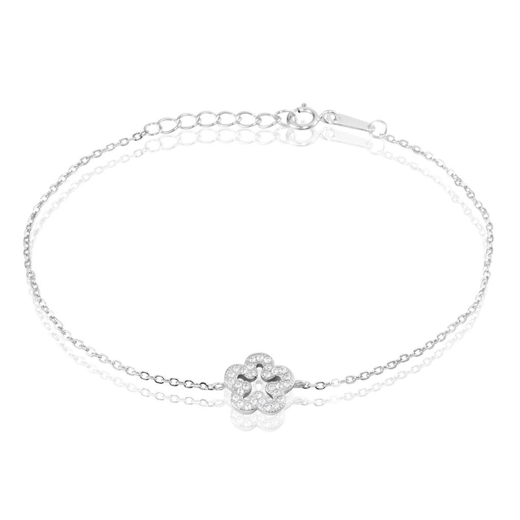 🦚 Damen Armband Silber Silber 925 Zirkonia Blume Elodia 0,30mm, Armband mit Stein