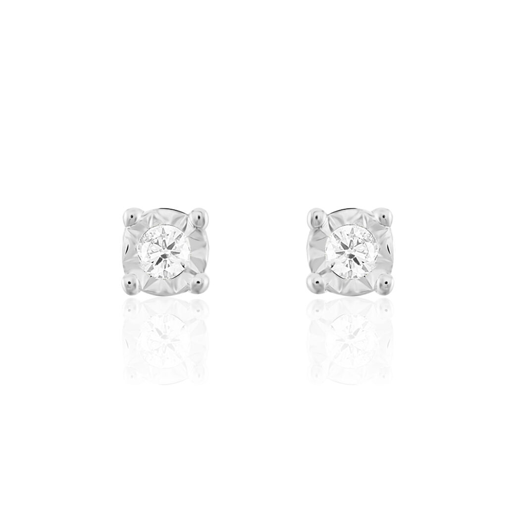 Illusion Damen Ohrstecker Weißgold 375 (9 Karat) Diamant Weiß 0,03 ct, Ohrstecker mit Stein