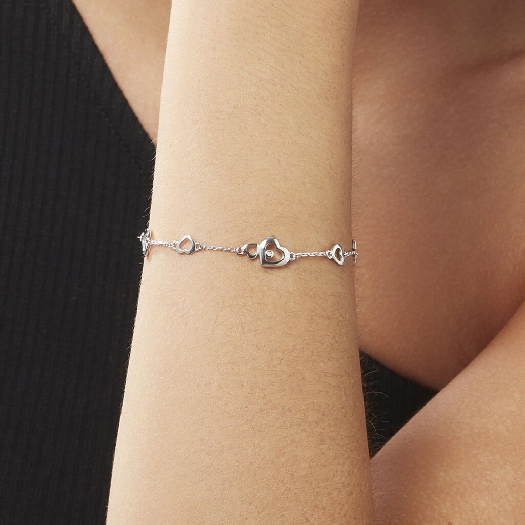 Damen Armband Silber 925 Diamant 0,02ct Herz Belina 9,00mm - Armbänder mit Anhänger Damen | OROVIVO