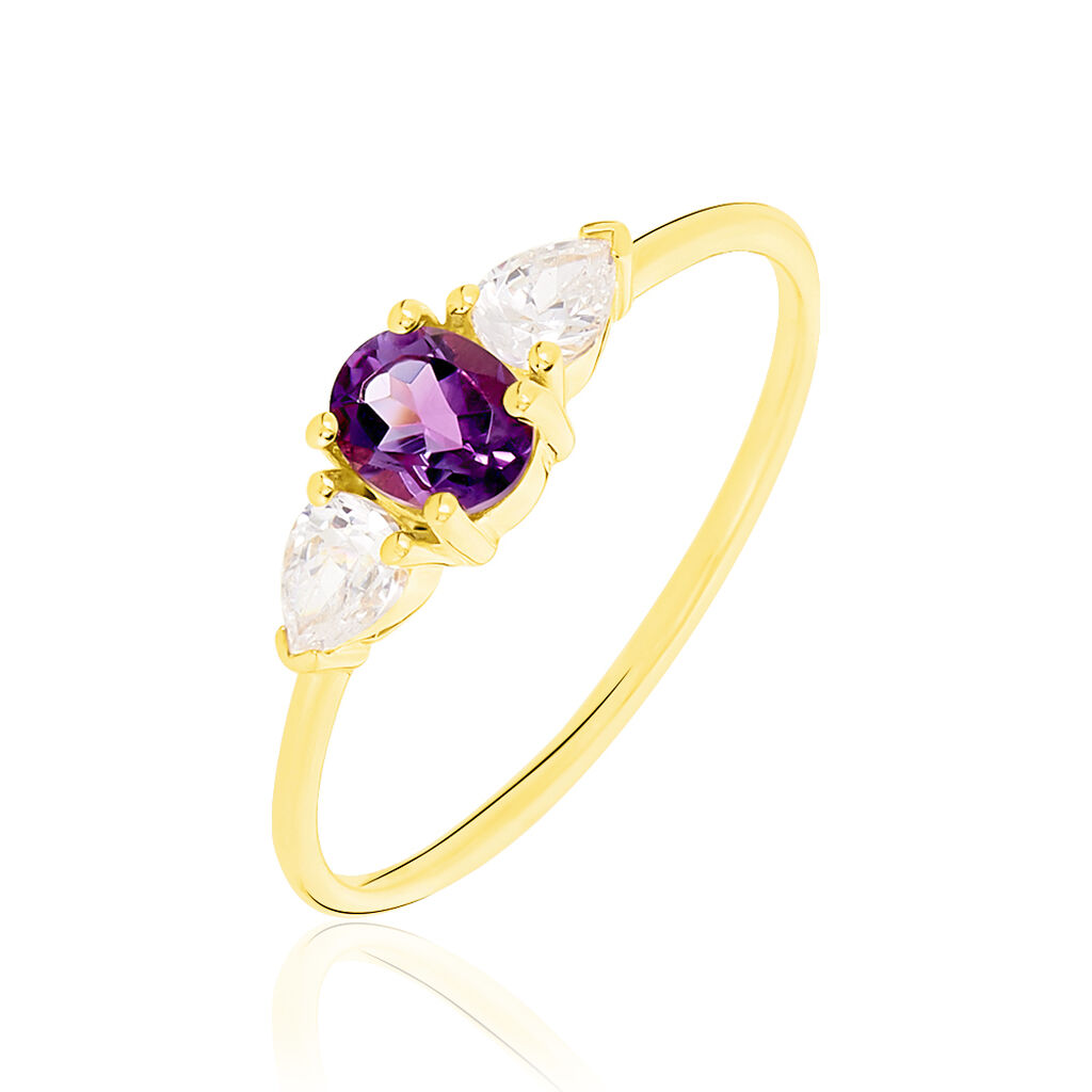 Bague Or Jaune Rekia Amethyste Et Oxydes - Spannringe Damen | OROVIVO