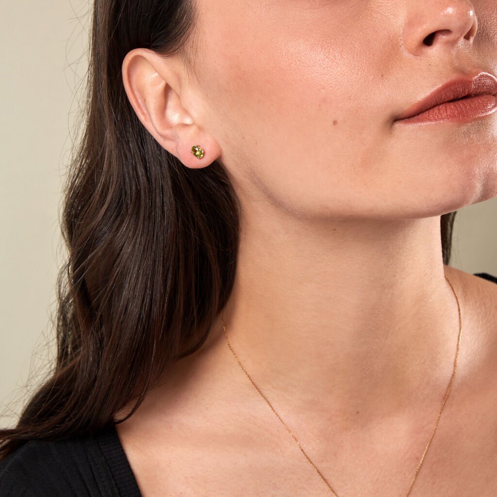 ELENEA Damen Ohrstecker Gold 375 (9 Karat) Peridot Gr&uuml;n 0,94 ct Oval