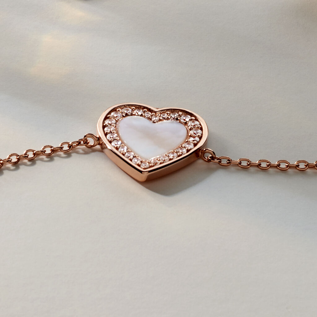 DIANNA Damen Armband Silber rosevergoldet 925 Perlmutt Rosa Perlmutt Herz