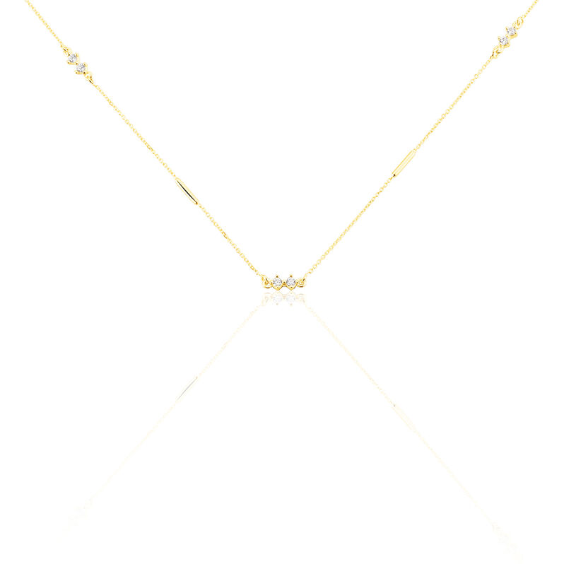 STARRY Damen Collier Gold 375 (9 Karat) Zirkonia Wei&szlig; - Halsketten Damen | OROVIVO