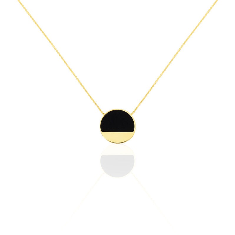 Collier Or Jaune Guenia Pastille Onyx - Spannringe Damen | OROVIVO